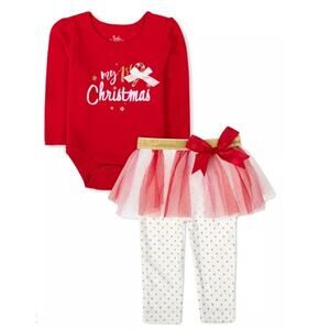 Baby Essentials Baby Girls My 1st Christmas Skegging and Bodysuit, 2 PS 3M
